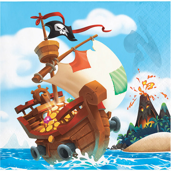 Party Decorations Pirate Treasure Beverage Napkins, 16 ct