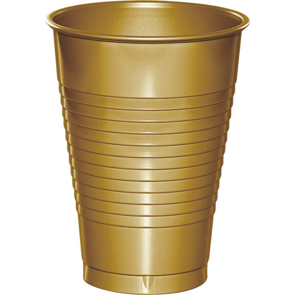 Party Decorations Glittering Gold 12 Oz Plastic Cups, 20 ct