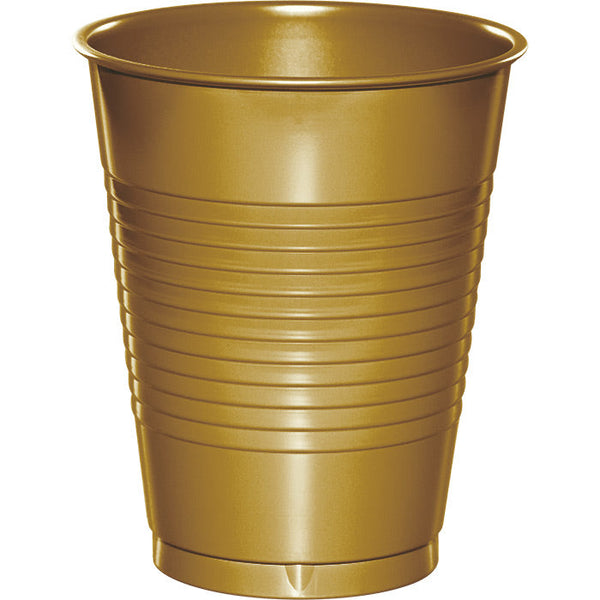 Party Decorations Glittering Gold 16 Oz Plastic Cups, 20 ct