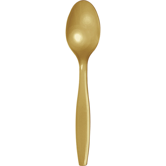 Party Decorations Glittering Gold Plastic Spoons, 24 ct