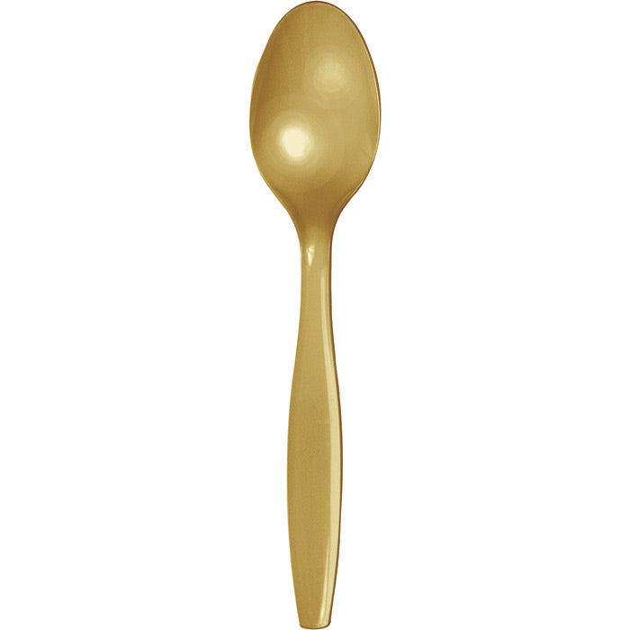 Party Decorations Glittering Gold Plastic Spoons, 50 ct