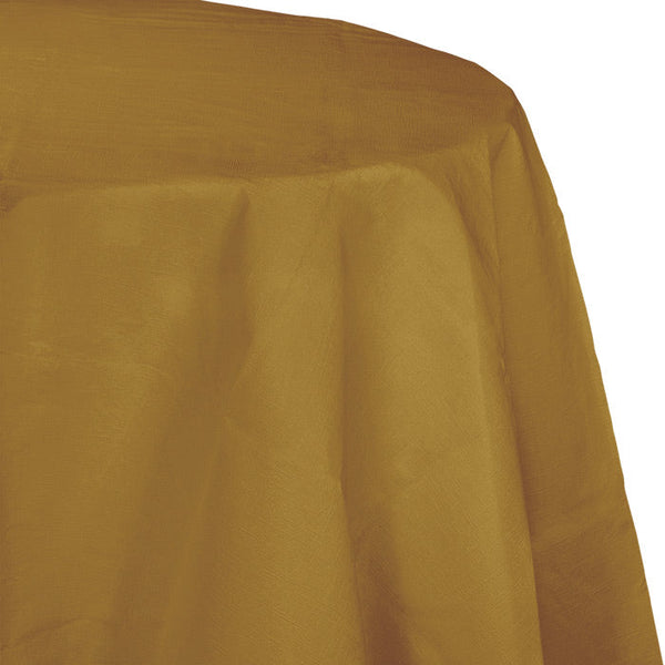 Party Decorations Glittering Gold Round Polylined TIssue Tablecover, 82