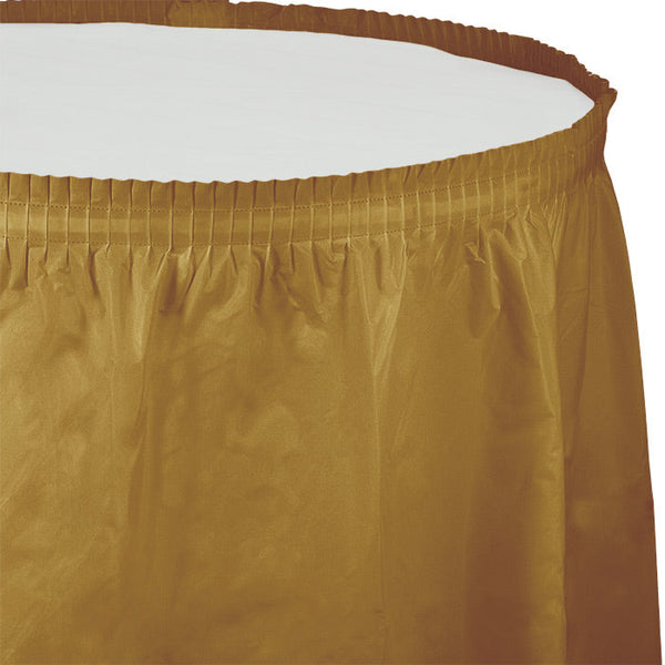 Party Decorations Glittering Gold Plastic Tableskirt, 14' X 29