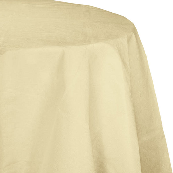 Party Decorations Ivory Round Polylined TIssue Tablecover, 82