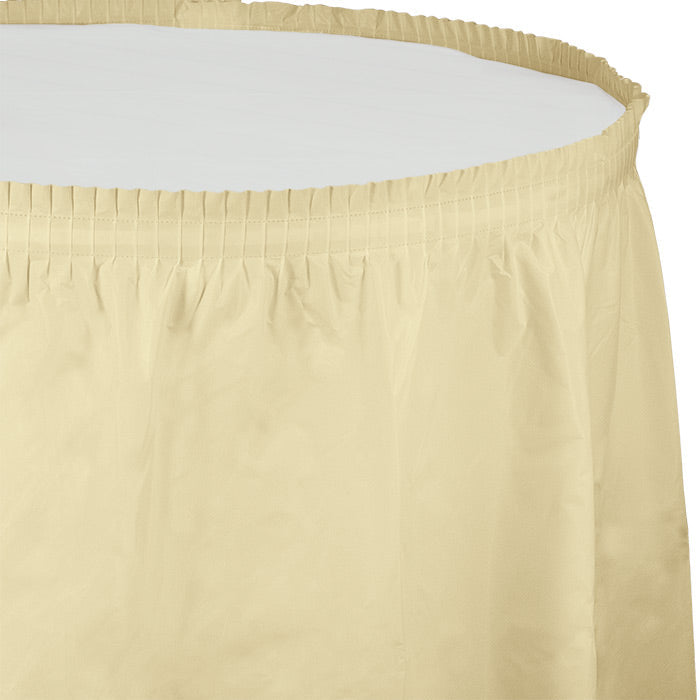 Party Decorations Ivory Plastic Tableskirt, 14' X 29"