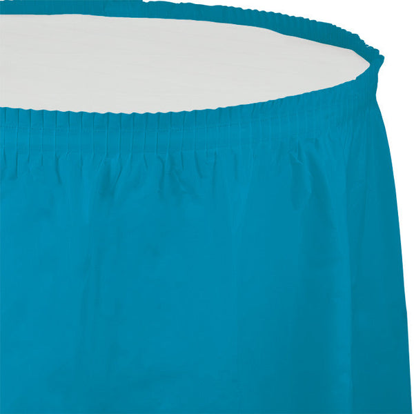 Party Decorations Turquoise Plastic Tableskirt, 14' X 29