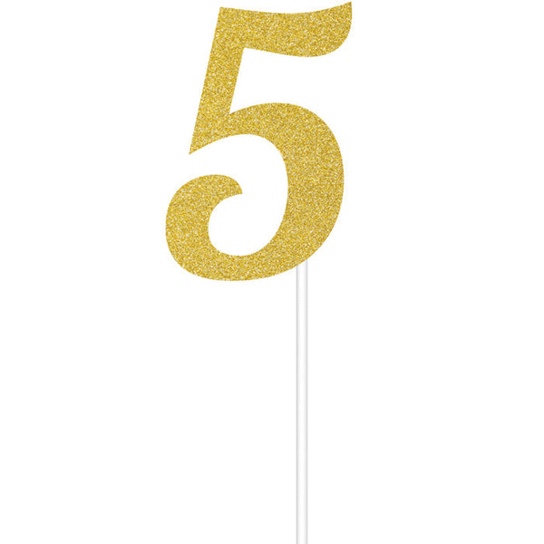 Party Decorations Gold Glitter #5 Cake Topper