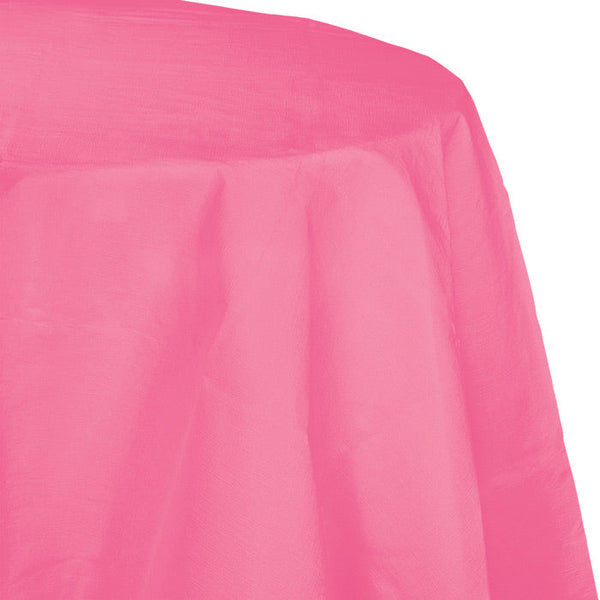 Party Decorations Candy Pink Round Polylined TIssue Tablecover, 82