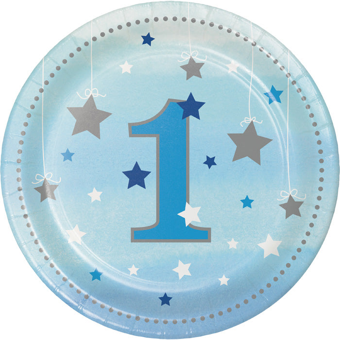 Party Decorations One Little Star Boy 1st Birthday Paper Dessert Plates, 8 ct