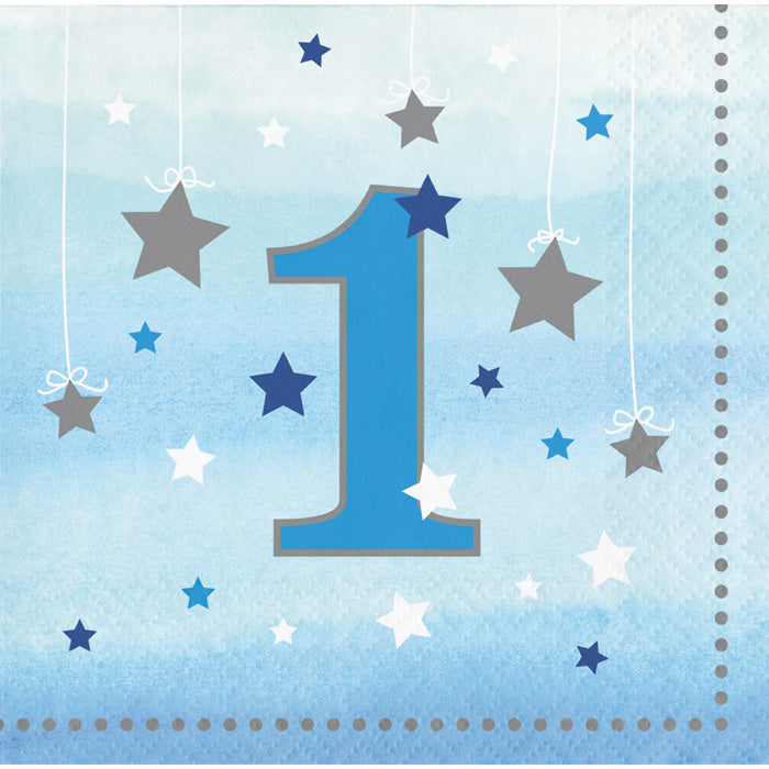 Party Decorations One Little Star Boy 1st Birthday Beverage Napkins, 16 ct