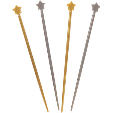 Party Decorations Gold And Silver Star Picks, 200 count