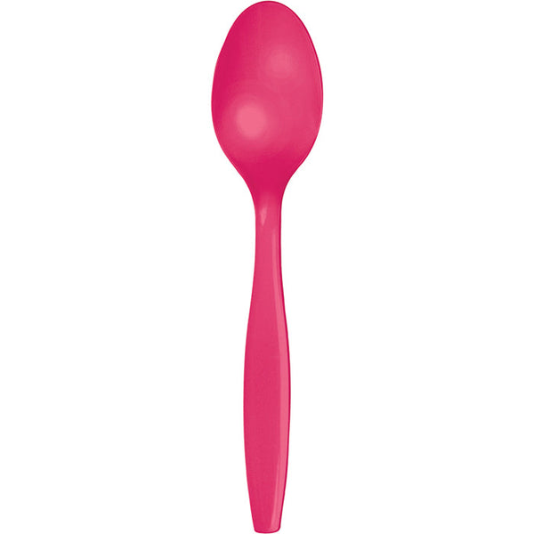 Party Decorations Hot Magenta Pink Plastic Spoons, 24 ct