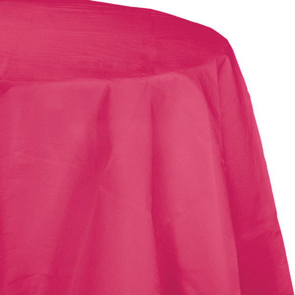 Party Decorations Hot Magenta Round Polylined TIssue Tablecover, 82