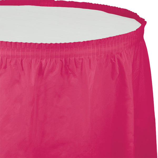 Party Decorations Hot Magenta Plastic Tableskirt, 14' X 29