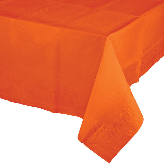 Party Decorations Sunkissed Orange Tablecover 54"X 108" Polylined Tissue