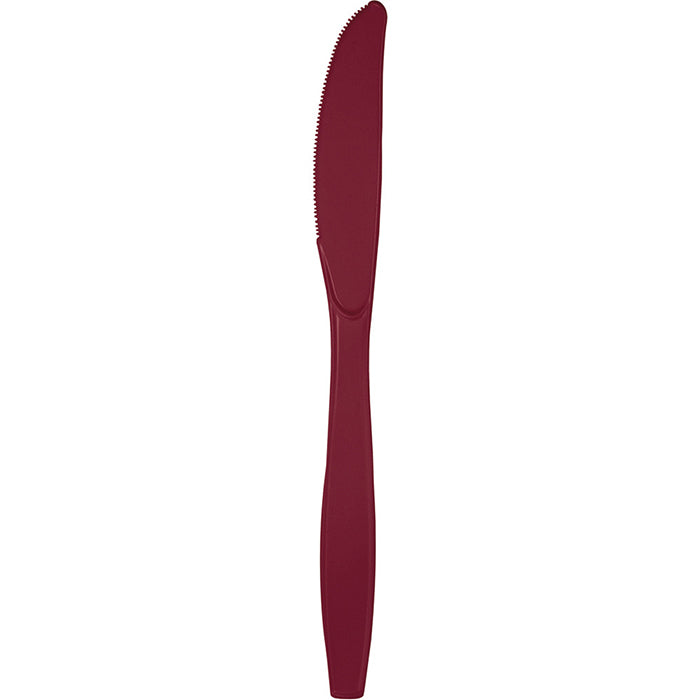 Party Decorations Burgundy Red Plastic Knives, 24 ct