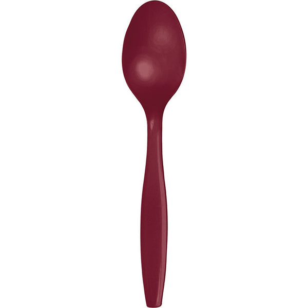 Party Decorations Burgundy Red Plastic Spoons, 24 ct