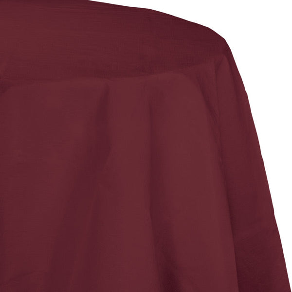 Party Decorations Burgundy Round Polylined TIssue Tablecover, 82