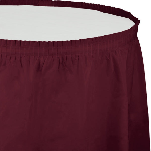 Party Decorations Burgundy Plastic Tableskirt, 14' X 29