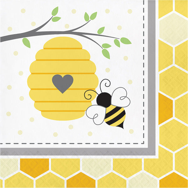 Party Decorations Bumblebee Baby Napkins, 16 ct