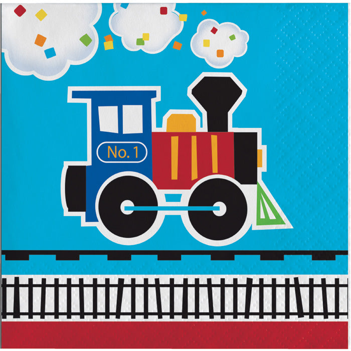 Party Decorations All Aboard Train Beverage Napkins, 16 ct