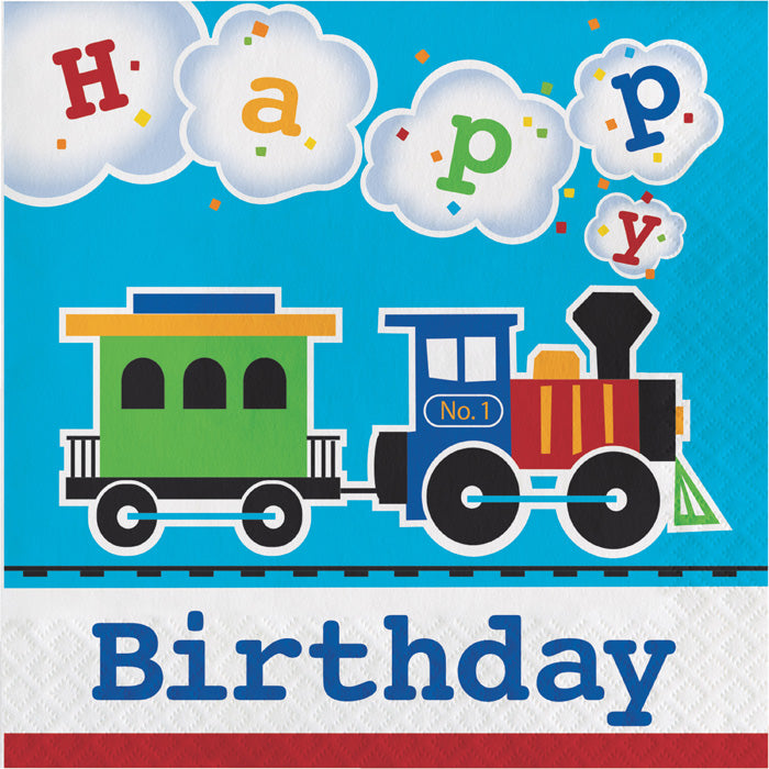 Party Decorations All Aboard Train Birthday Napkins, 16 ct