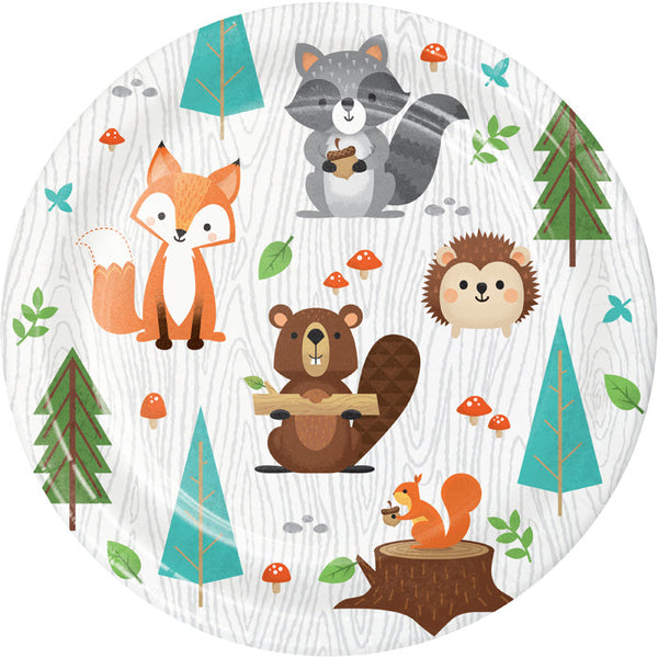 Party Decorations Wild One Woodland Animals Paper Dessert Plates, Pack Of 8