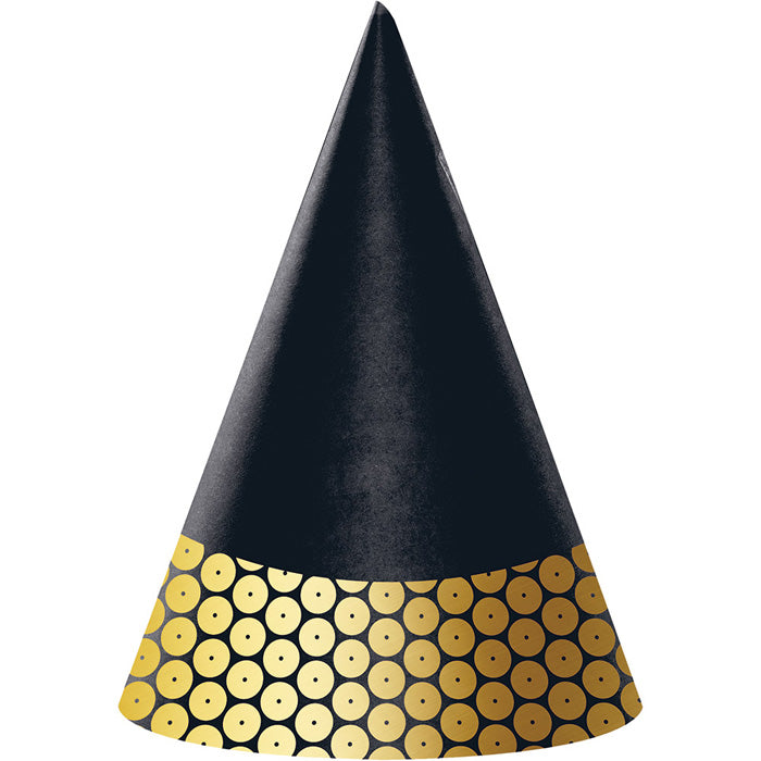 Party Decorations Gold Sequin Party Hats, 8 Count