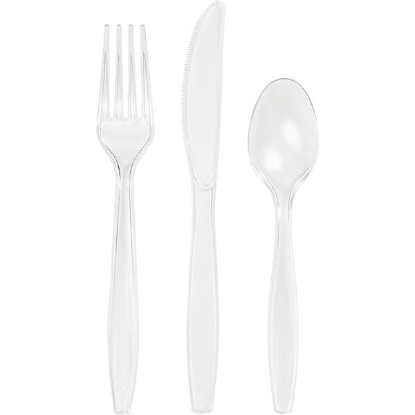 Party Decorations Clear Assorted Plastic Cutlery, 24 ct