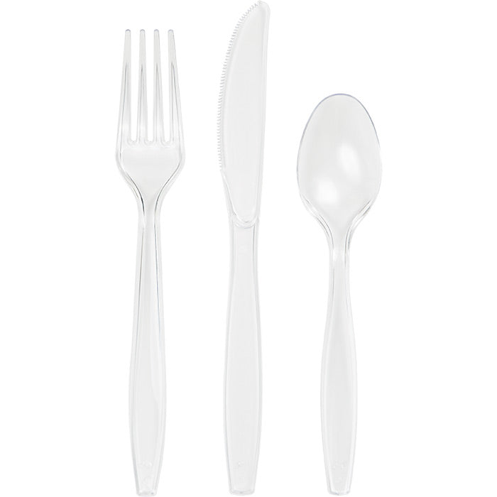 Party Decorations Clear Assorted Plastic Cutlery, 24 ct