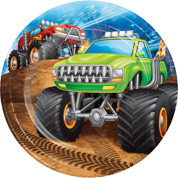 Party Decorations Monster Truck Rally Paper Dessert Plates, 8 ct