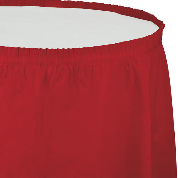 Party Decorations Classic Red Plastic Tableskirt, 14' X 29