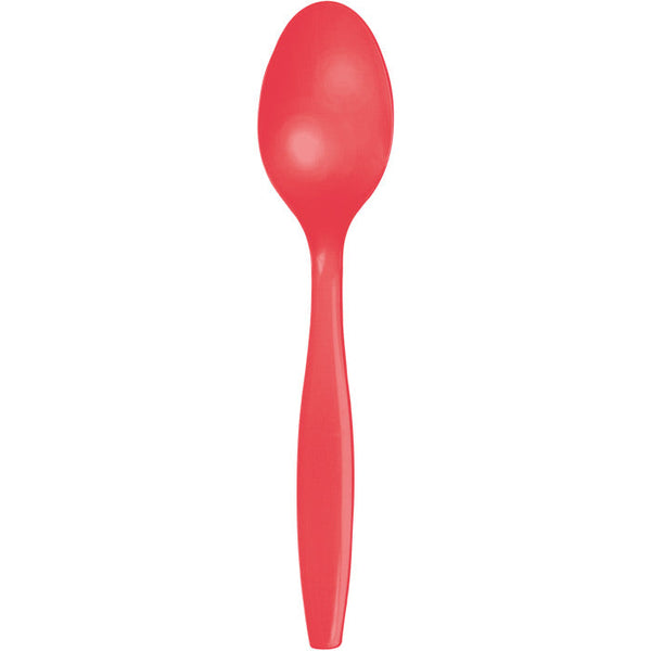 Party Decorations Coral Plastic Spoons, 24 ct