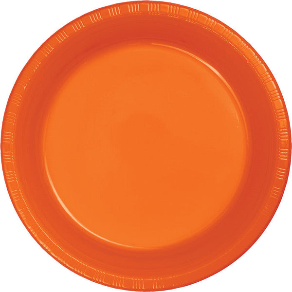 Party Decorations Sunkissed Orange Plastic Dessert Plates, 20 ct