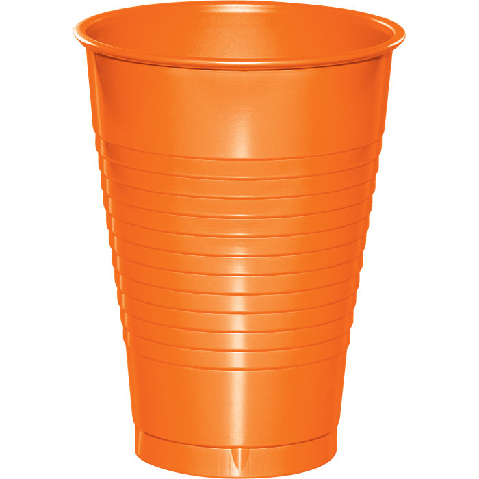 Party Decorations Sunkissed Orange 12 Oz Plastic Cups, 20 ct