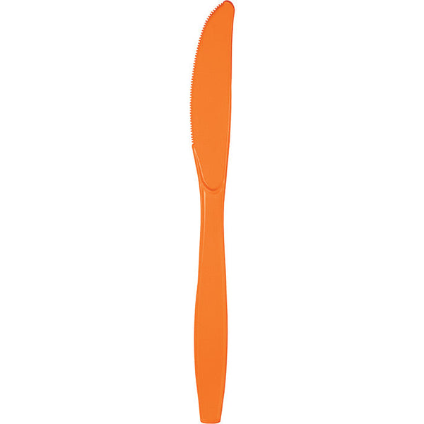 Party Decorations Sunkissed Orange Plastic Knives, 50 ct