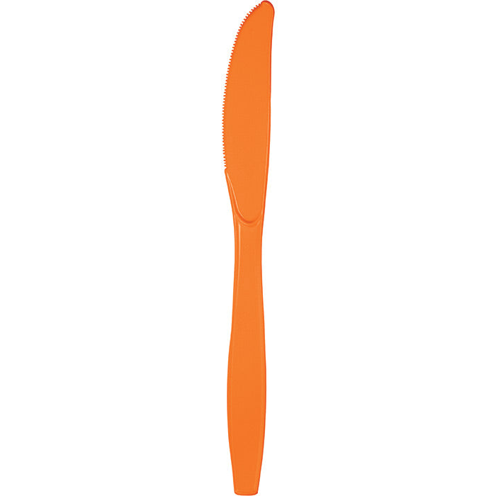 Party Decorations Sunkissed Orange Plastic Knives, 50 ct