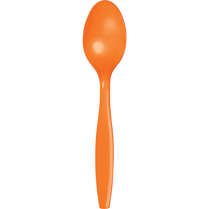 Party Decorations Sunkissed Orange Plastic Spoons, 50 ct