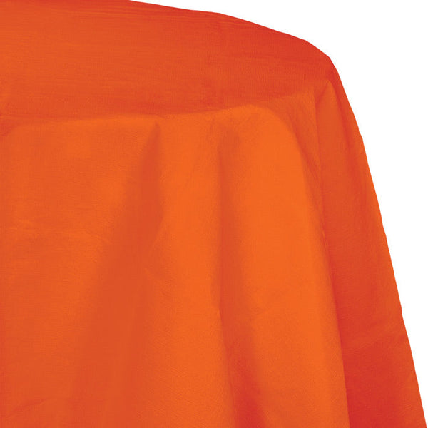 Party Decorations Sunkissed Orange Round Polylined TIssue Tablecover, 82