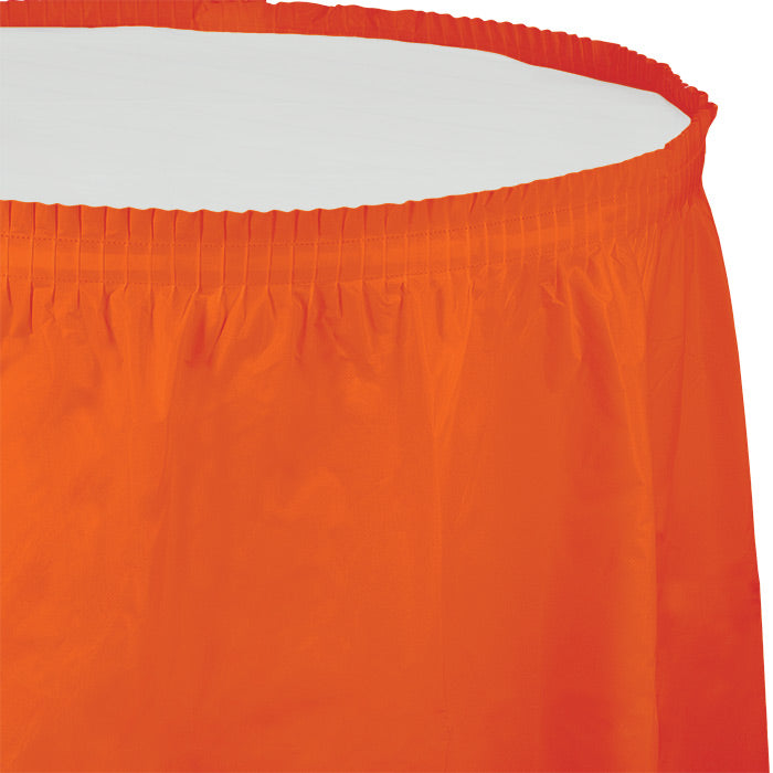 Party Decorations Sunkissed Orange Plastic Tableskirt, 14' X 29"