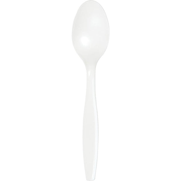 Party Decorations White Premium Plastic Spoons, 50 ct