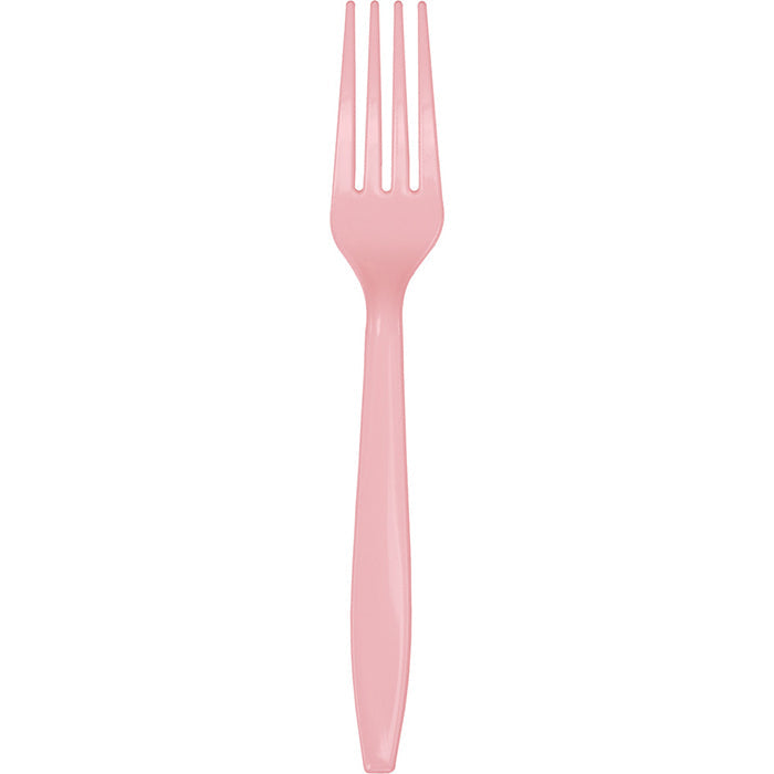 Party Decorations Classic Pink Plastic Forks, 24 ct