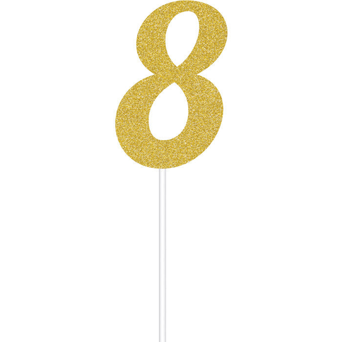 Party Decorations Gold Glitter #8 Cake Topper