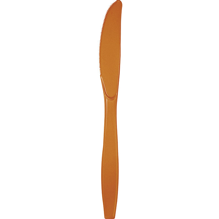 Party Decorations Pumpkin Spice Orange Plastic Knives, 24 ct