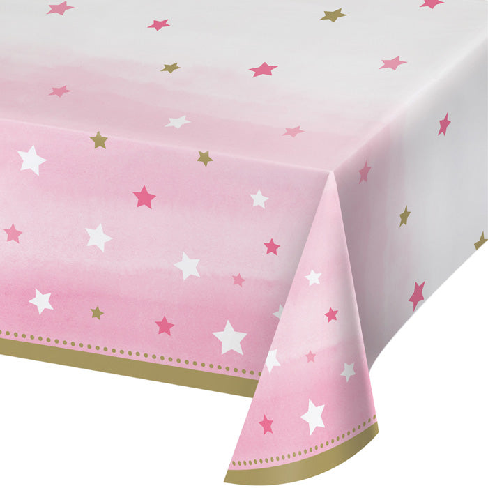 Party Decorations One Little Star - Girl Plastic Tablecover All Over Print, 54" X 102"