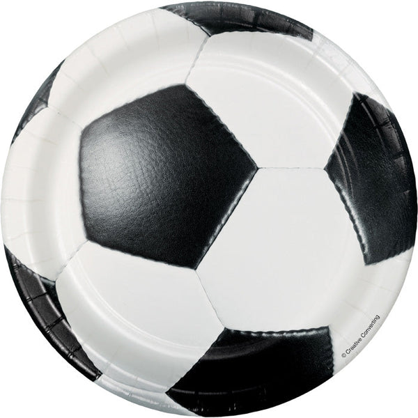 Party Decorations Soccer Paper Dessert Plates, 8 Count