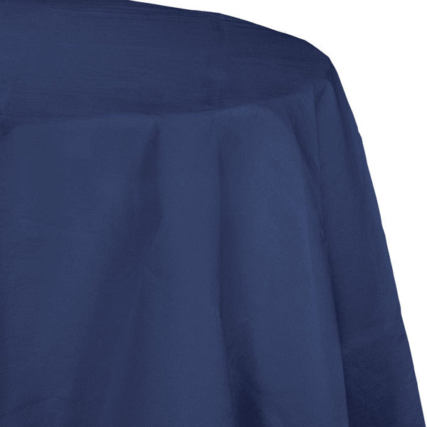 Party Decorations Navy Round Polylined TIssue Tablecover, 82