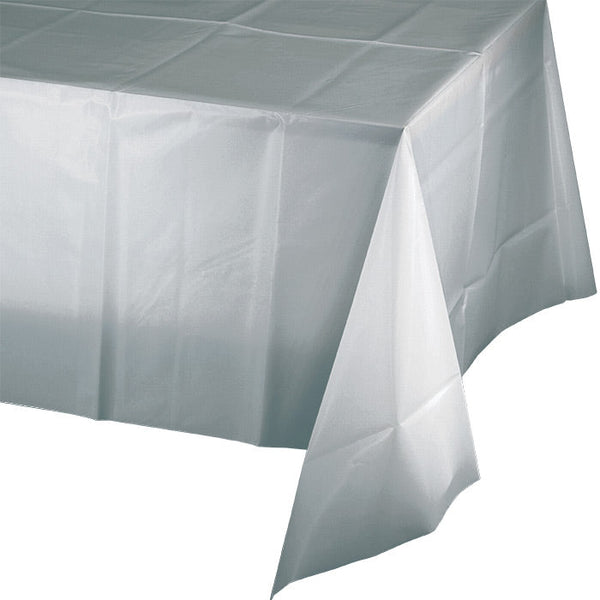 Party Decorations Shimmering Silver Tablecover Plastic 54