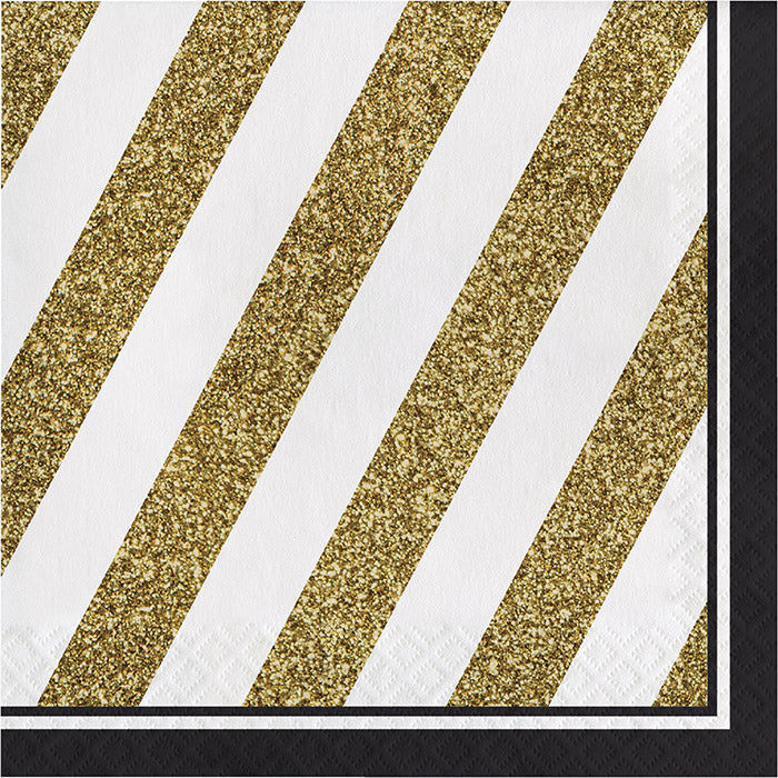 Party Decorations Black And Gold Napkins, 16 ct