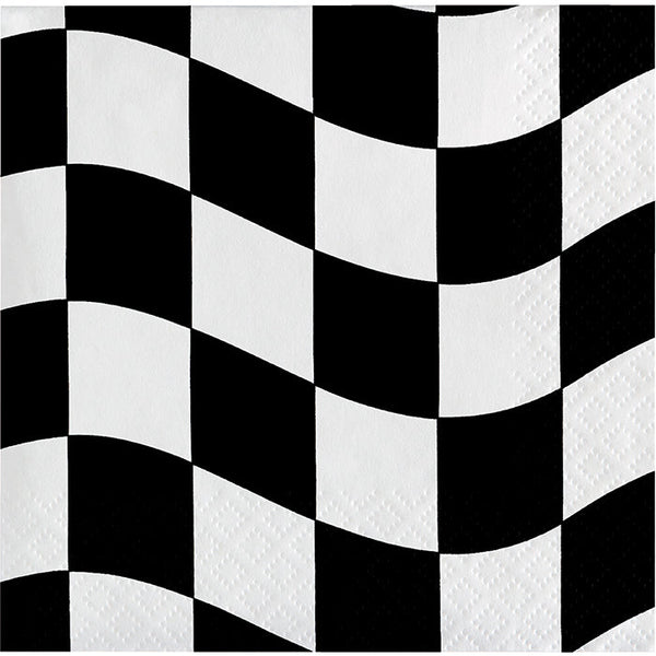 Party Decorations Black And White Check Beverage Napkins, 18 ct